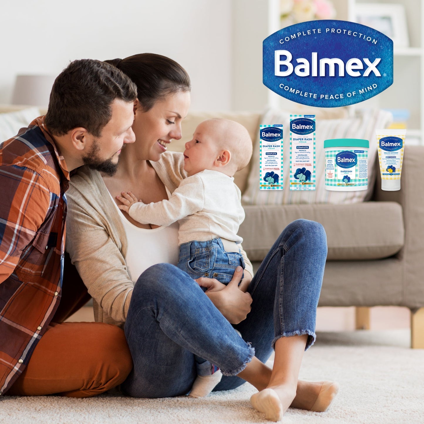 Balmex Happy Baby Gift Set with Rattle and Complete Protection Diaper Rash Cream for Boys and Girls