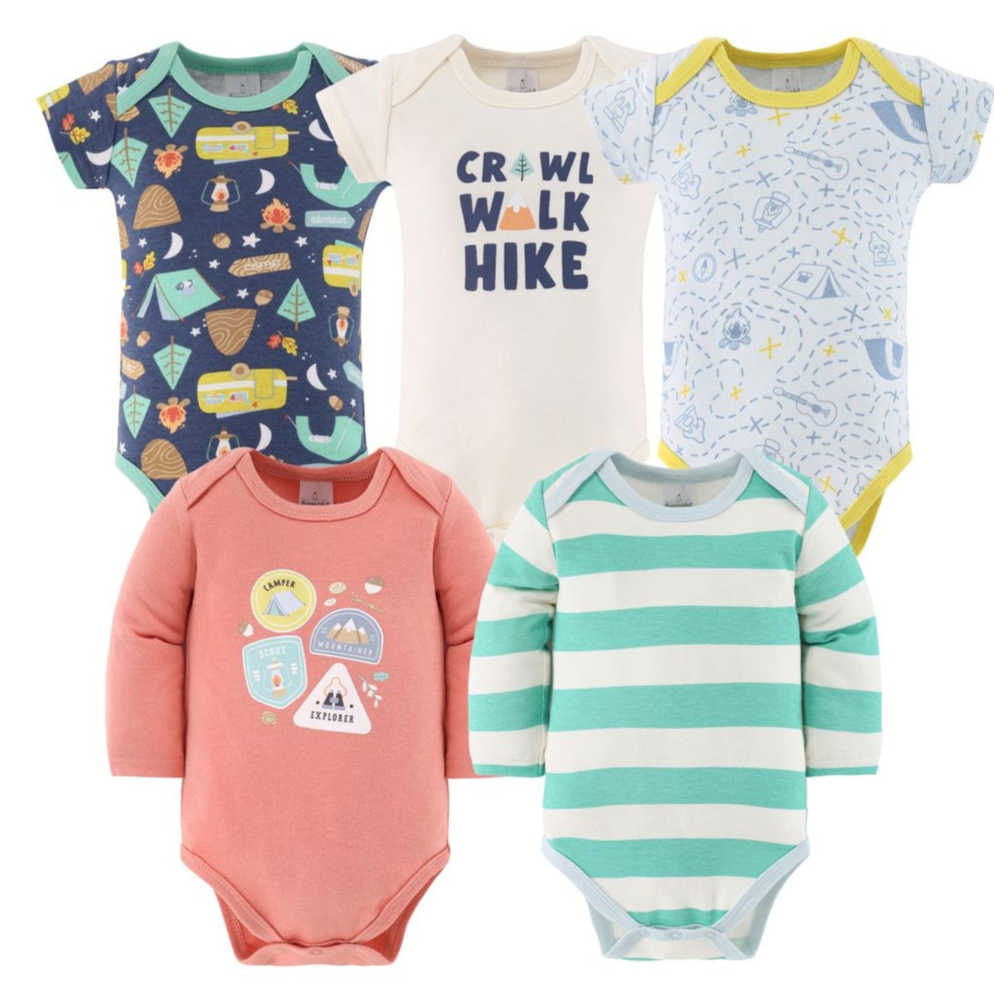 The Peanutshell Newborn Baby Layette Gift Set for Baby Boys, Happy Camper, 30 Essential Pieces, 0-3 Months