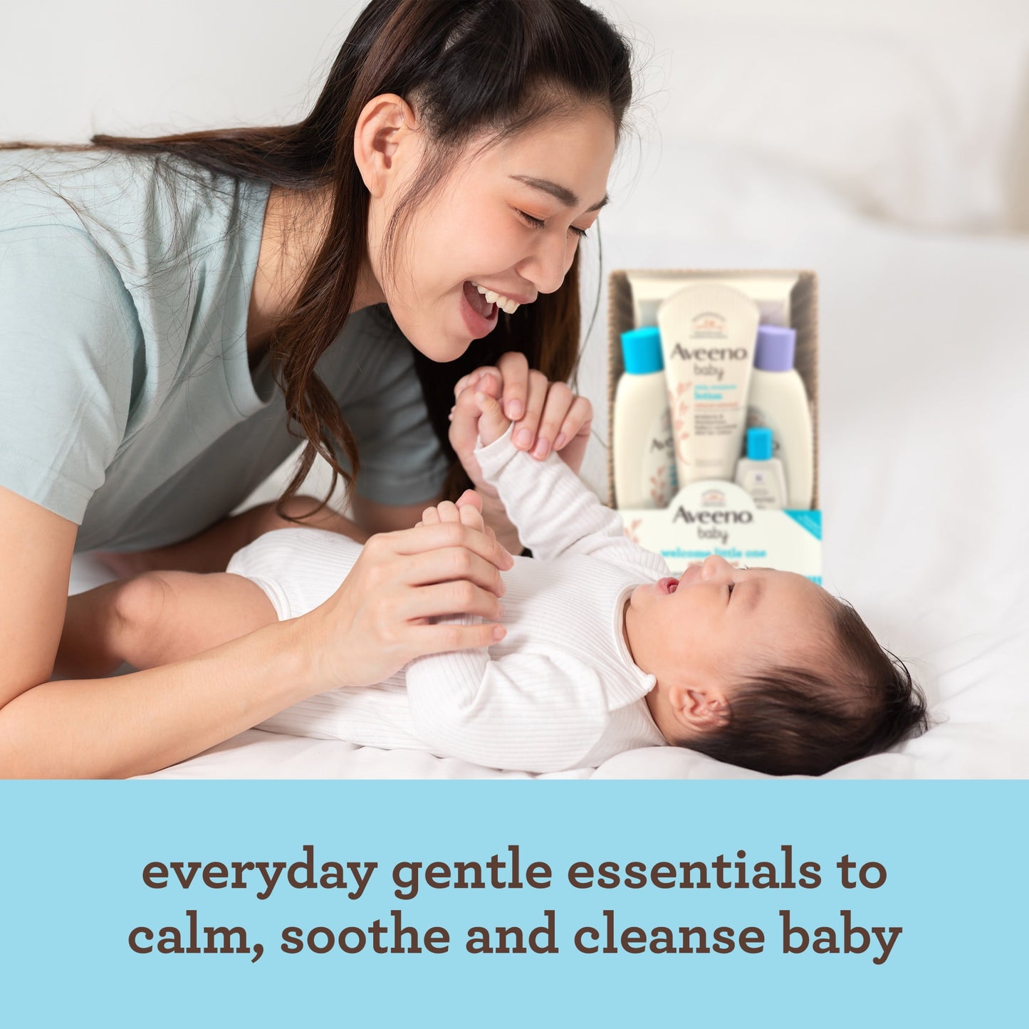 Aveeno Baby Welcome Little One Gift Set with Baby Wash, Shampoo, Wipes and Lotion, for Sensitive Skin, 5 full-size items