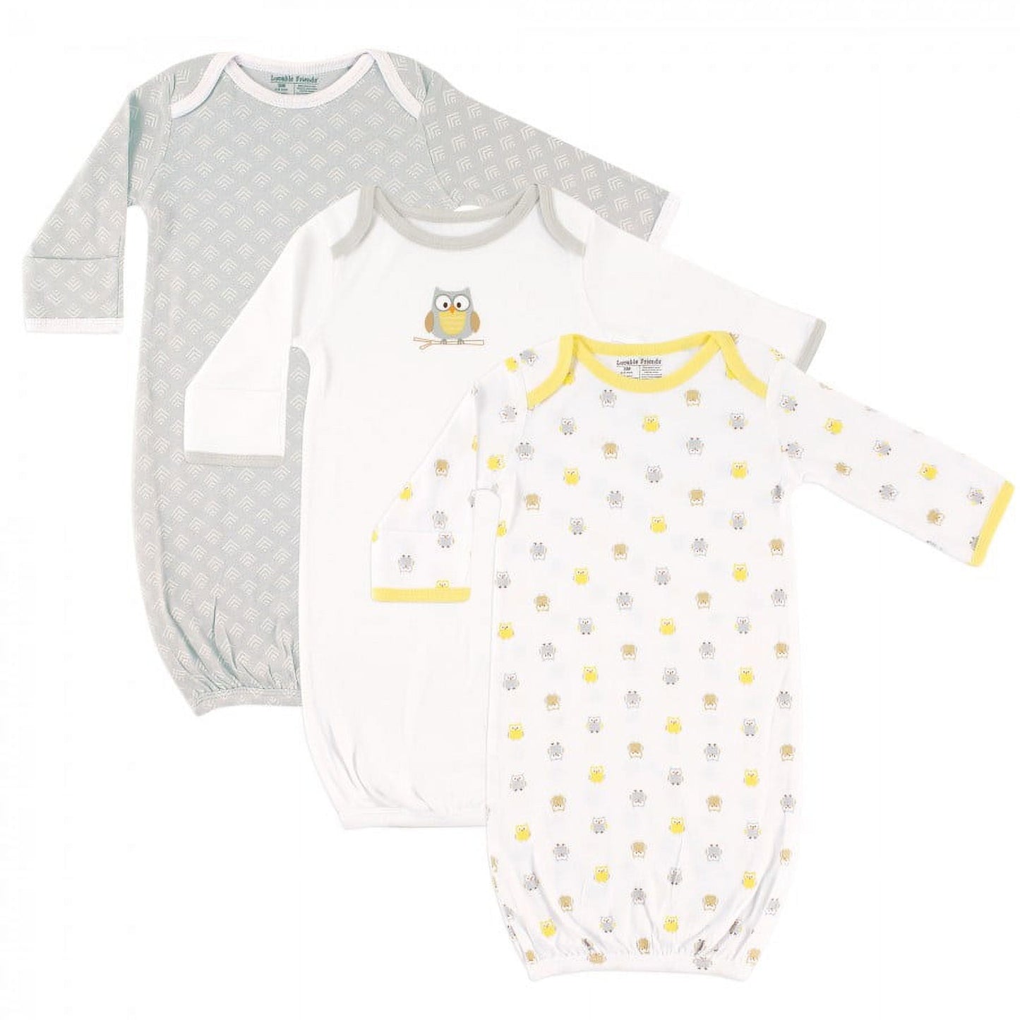 Luvable Friends Cotton Gowns, Owl, Preemie/Newborn
