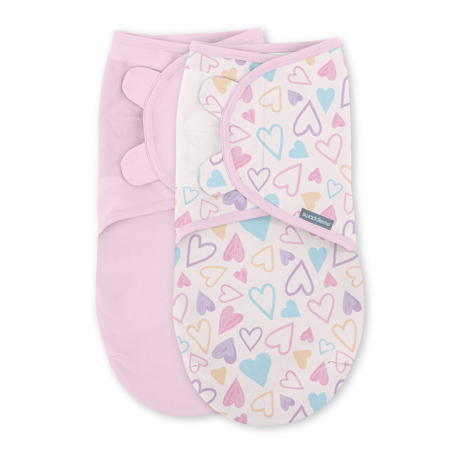 SwaddleMe by Ingenuity Original Swaddle for Baby, 100% Cotton, Improves Sleep & Calms Startle Reflex, 0-3 Months, 1.0 TOG, 2-Pack - Space & Clouds