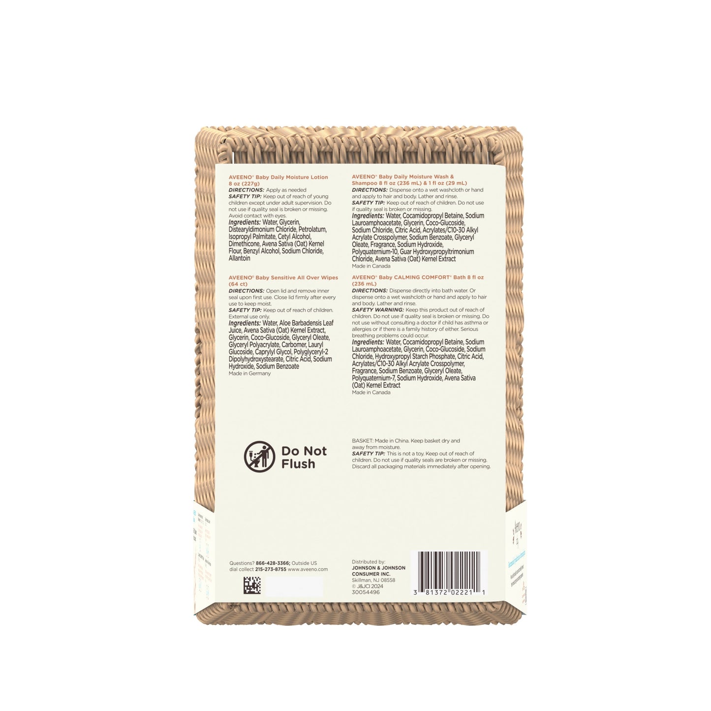 Aveeno Baby Welcome Little One Gift Set with Baby Wash, Shampoo, Wipes and Lotion, for Sensitive Skin, 5 full-size items