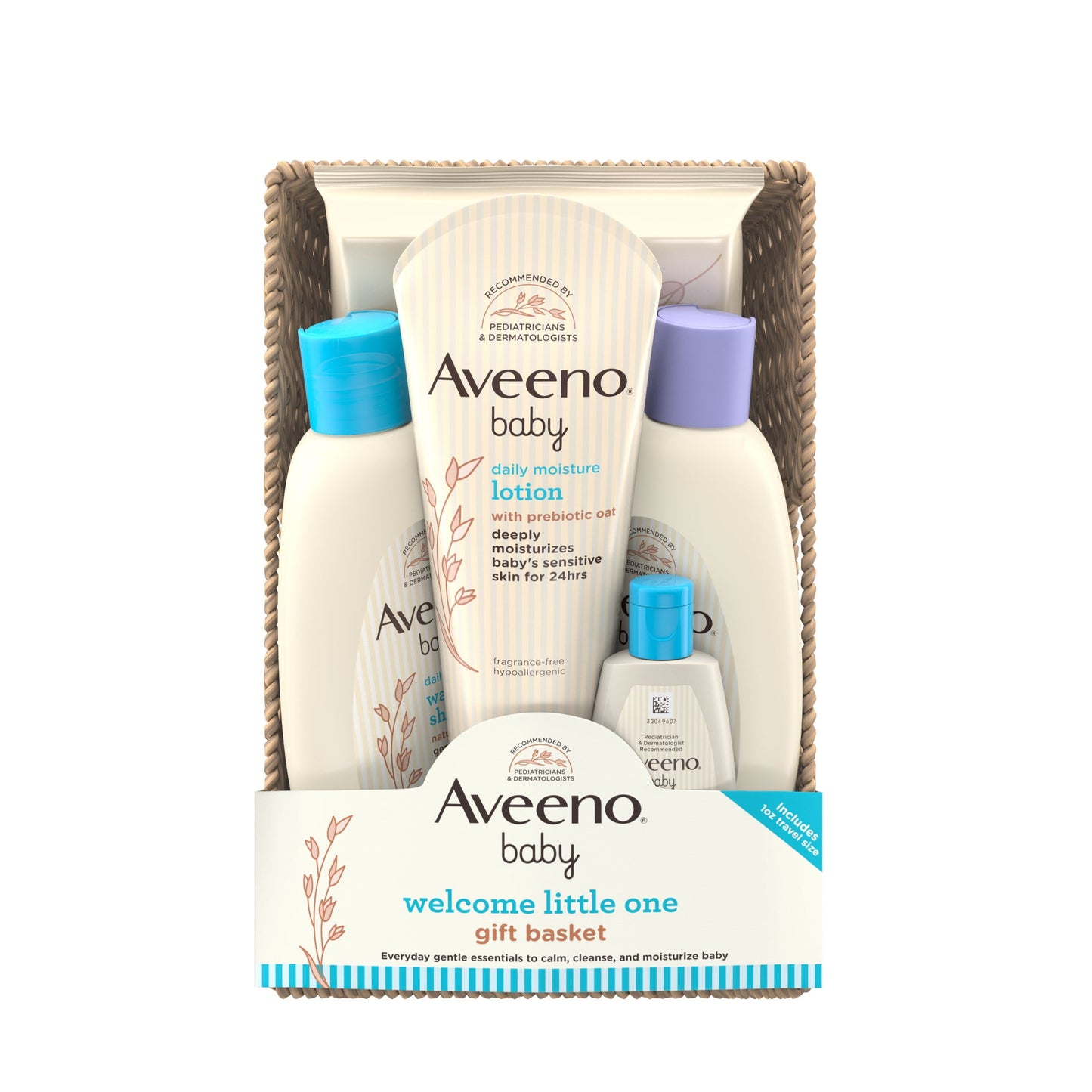 Aveeno Baby Welcome Little One Gift Set with Baby Wash, Shampoo, Wipes and Lotion, for Sensitive Skin, 5 full-size items