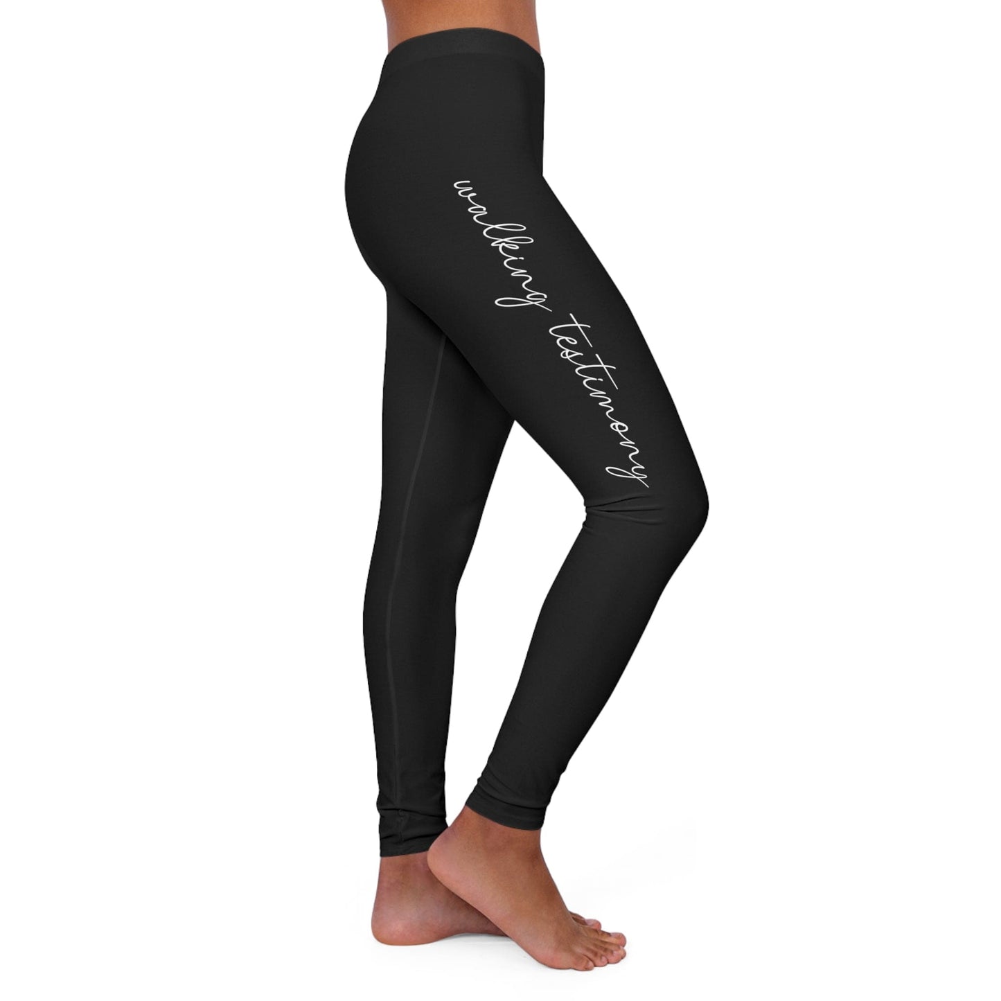 Womens Black Fitness Leggings - Say it Soul - Walking Testimony T-shirt - Christian - Religious - Faith-based - Inspirational Clothing-0