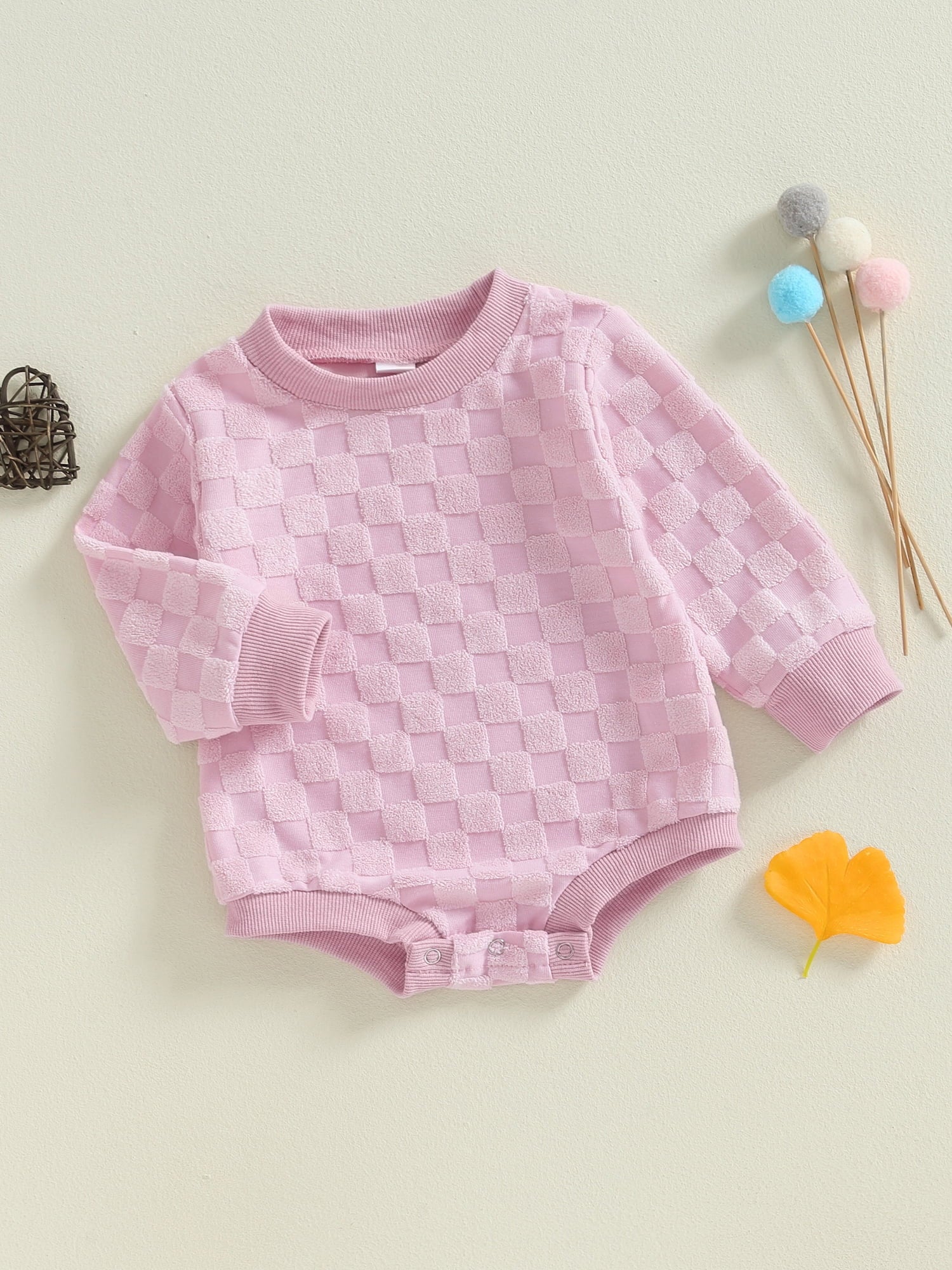 Baby Boys Girls Casual Romper Long Sleeve Checkerboard Bodysuit Sweatshirt Newborn Infant Fall Playsuit