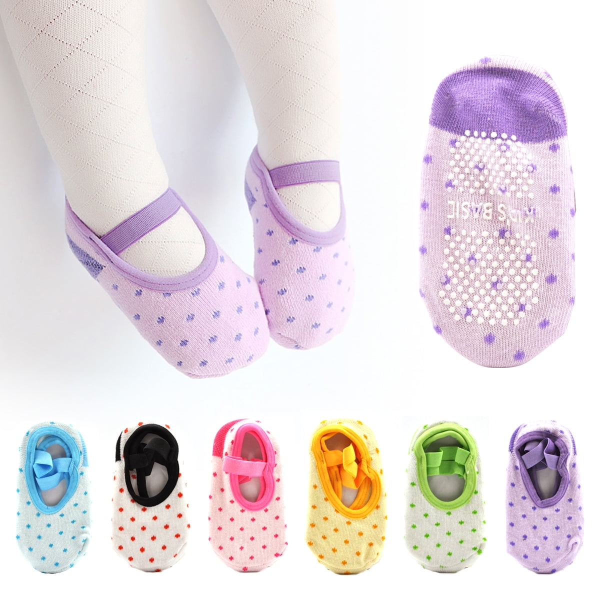 Cunina Non Slips Socks for Toddler Anti Slip Baby Sock Non Skid Socks Cute for 8-36 Months Infants Girls Low Cut 6 Pairs