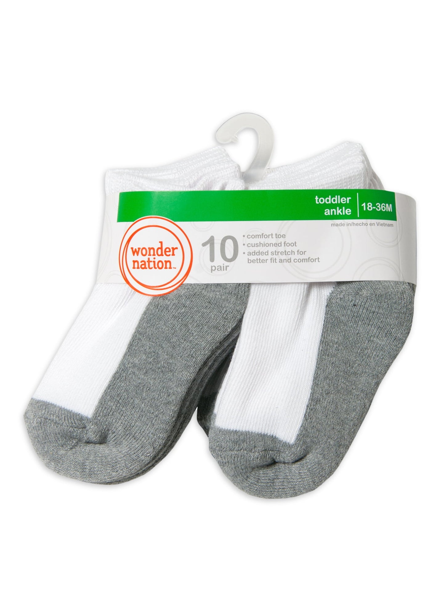 Wonder Nation Boys Ankle Socks, 10 Pack, 18M- 36M