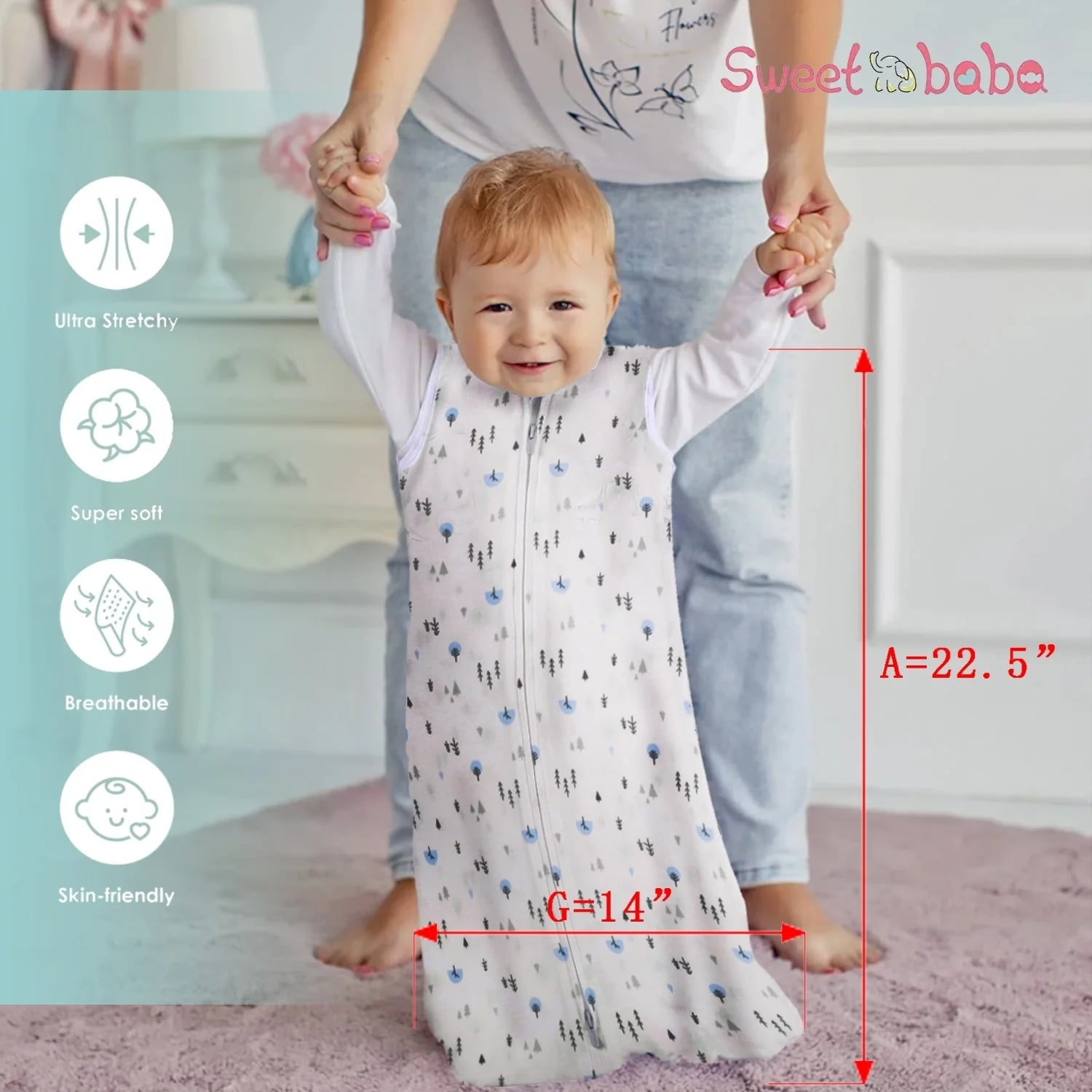 Sweet Baba 3 Pack Baby Boy Sleeping Bag Sack 0-6 Months - Lightweight 100% Cotton 2-Way Zipper TOG 0.5 Infant Wearable Blanket, Newborn Essentials Toddler Sleep Clothes
