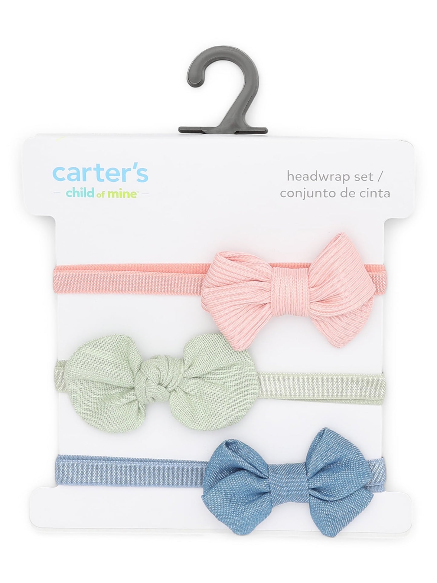 Carter's Child of Mine Newborn and Baby Girls Bow Head Wrap, 3-Pack