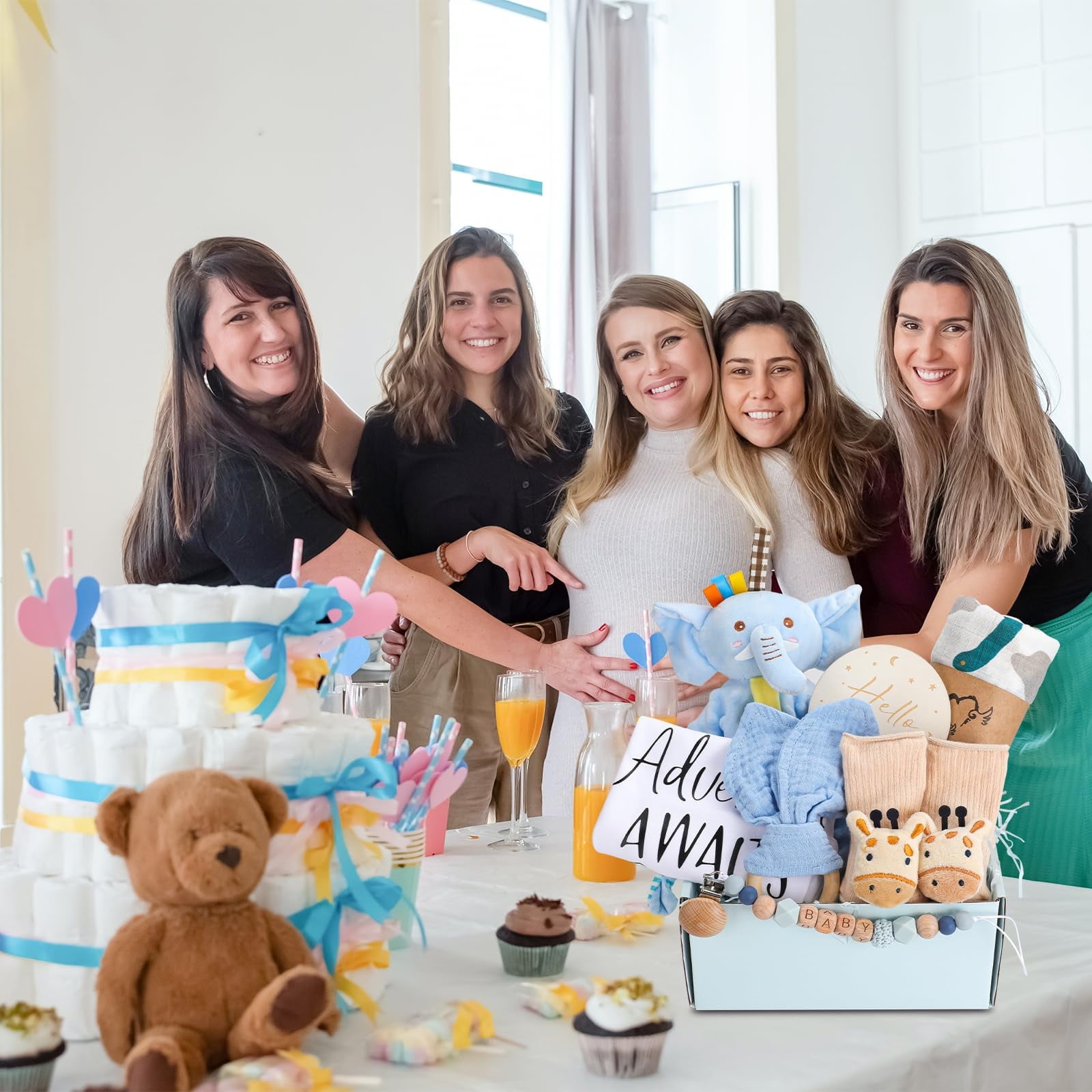 Baby Boy Gifts, Newborn Baby Gifts, Baby Gifts for Boys,Baby Boy Gift Basket,Unique Baby Gifts Basket Essential Stuff,Gender Reveal Gifts, Baby Swaddle Blanket
