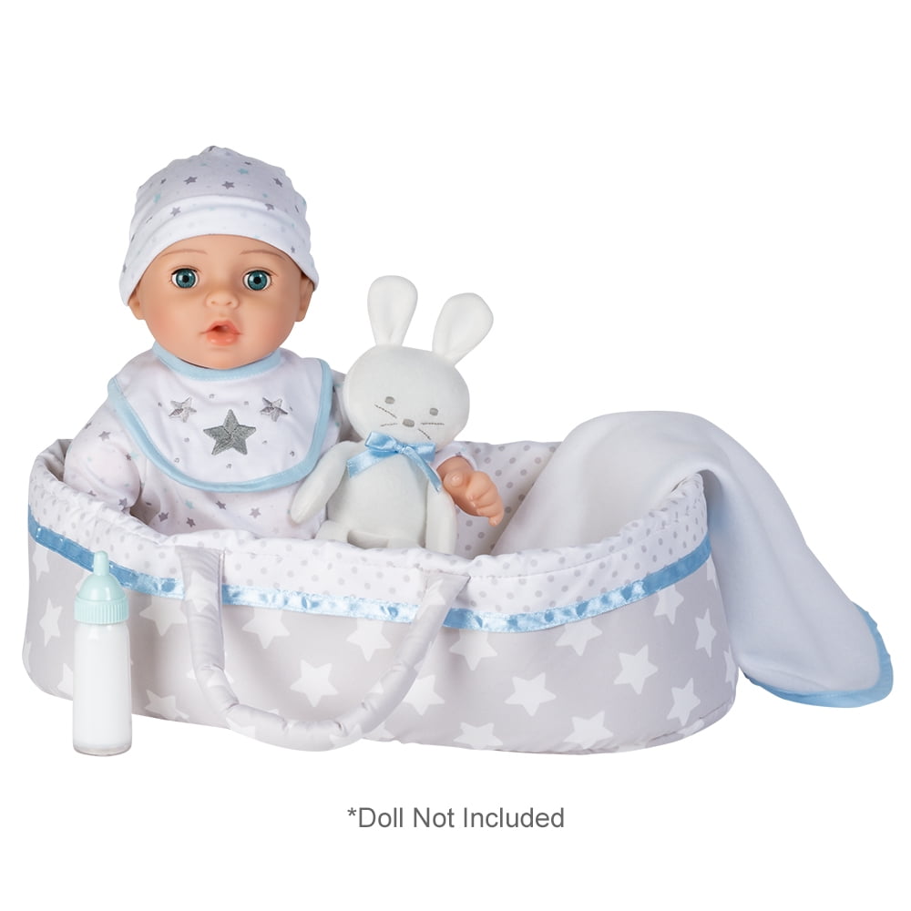 Adora Adoption Babies Essentials Gift Set with Doll Clothes, Milk Bottle, Diaper, Bassinet, Bib and Micro-Fleece Blanke, Birthday Gift for Ages 3+ - Sweet Star