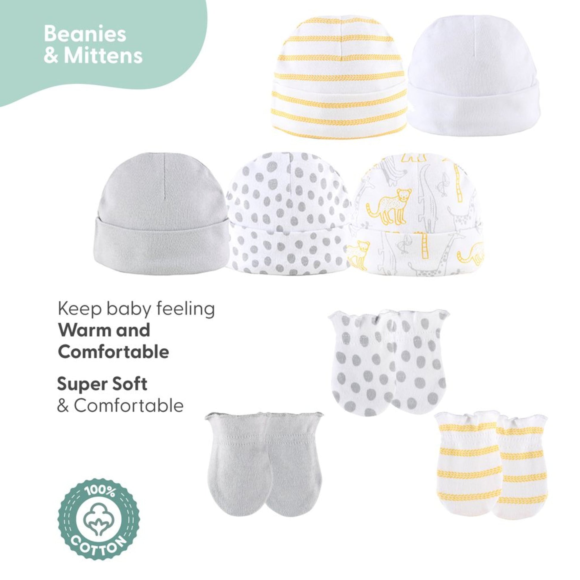 The Peanutshell Newborn Layette Gift Set for Baby Boys or Girls, Yellow Safari, 23 Essential Pieces, 0-3 Months