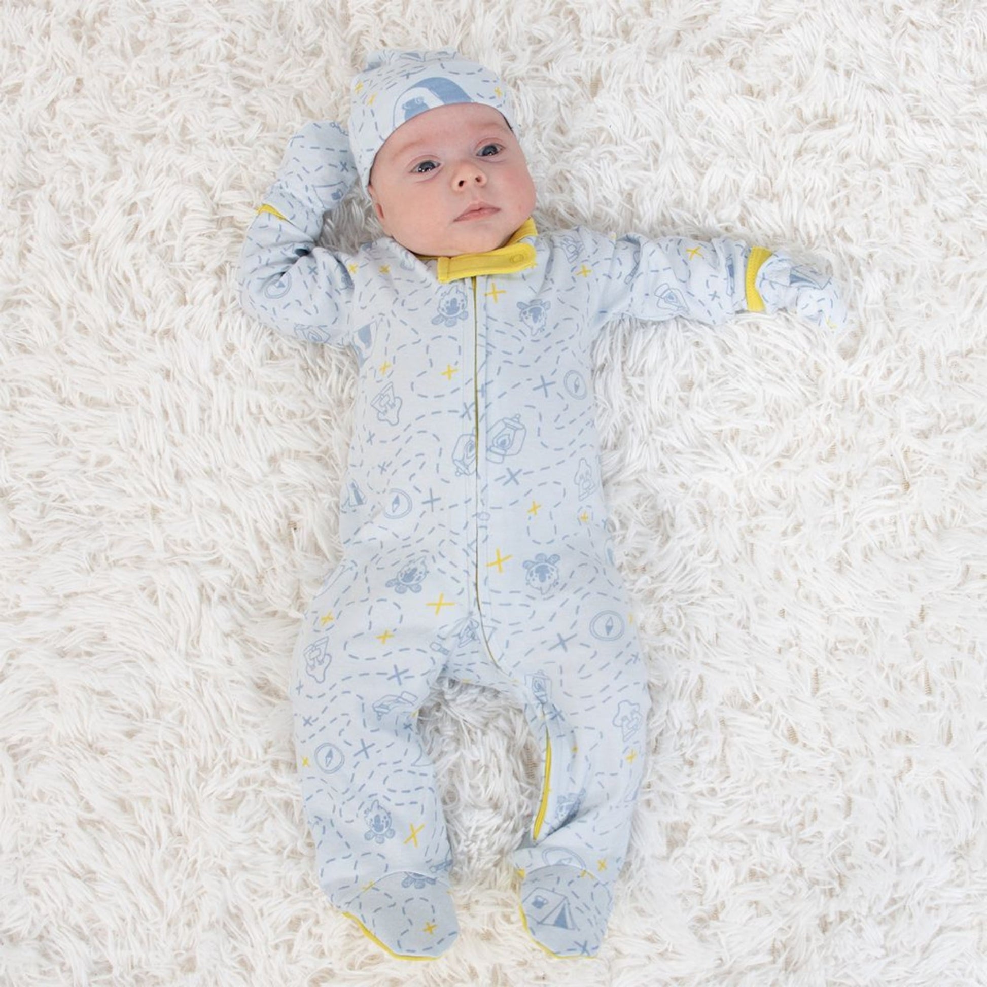 The Peanutshell Newborn Baby Layette Gift Set for Baby Boys, Happy Camper, 30 Essential Pieces, 0-3 Months