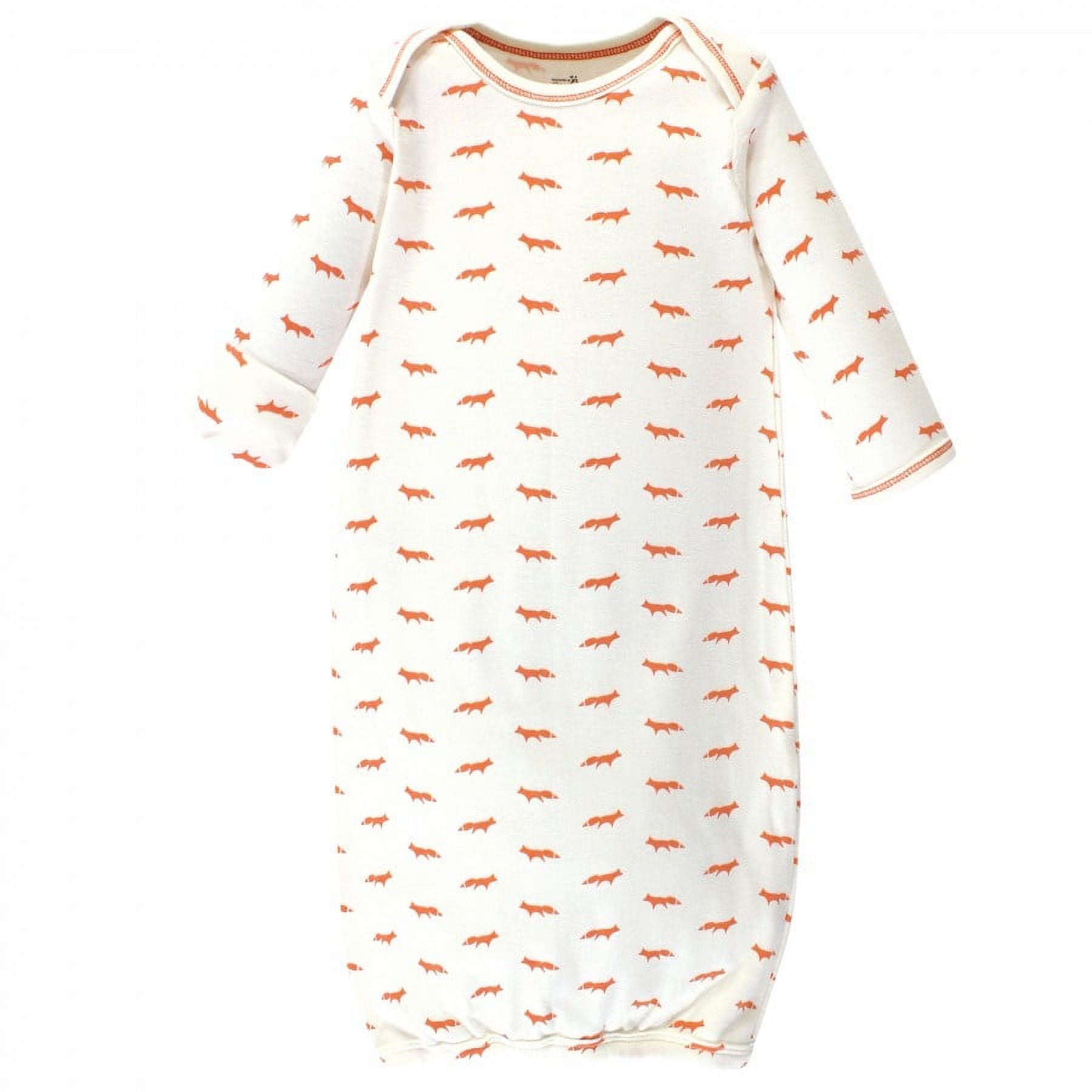 Touched by Nature Unisex Baby Organic Cotton Gowns, Prints Foxes, Preemie/Newborn