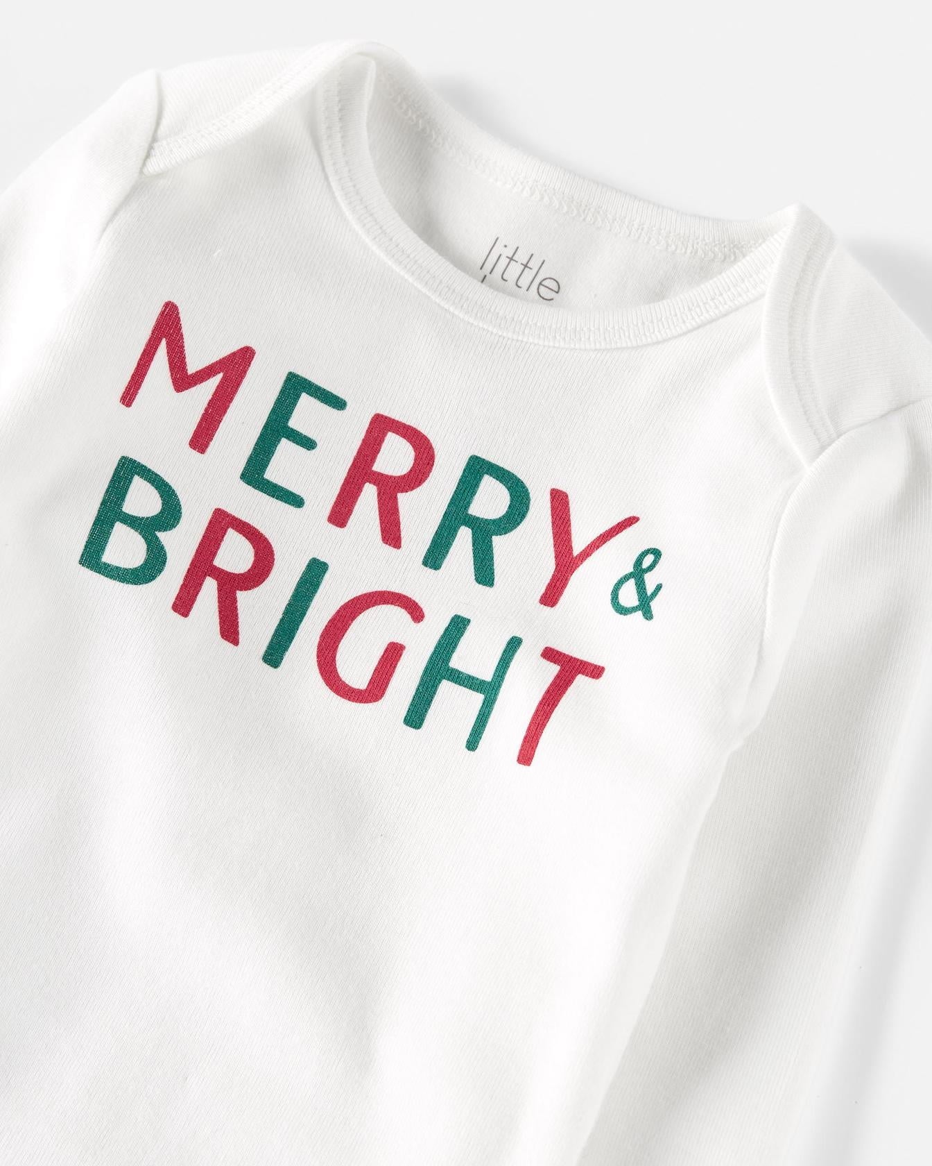 Baby Organic Cotton 'Merry & Bright' Bodysuit and Pants Set, Green/White 6M