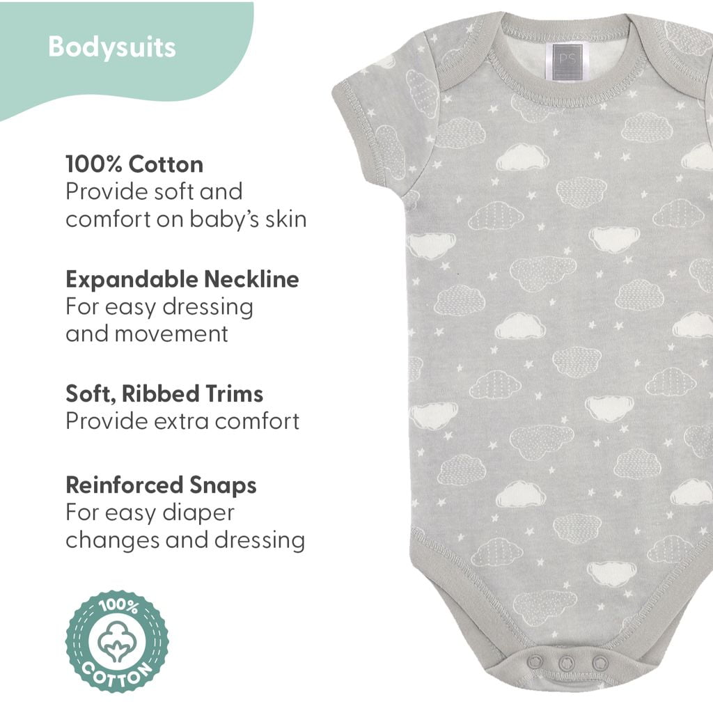 The Peanutshell Newborn Baby Layette Gift Set for Boys and Girls, Shower Gift Essentials, Grey Sleepy Elephants