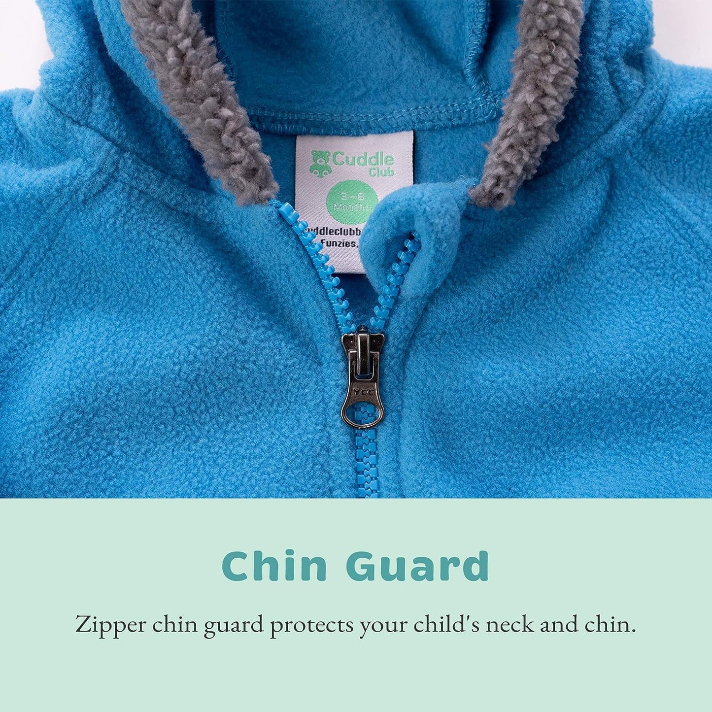 Cuddle Club Fleece Hoodie Jacket Winter Baby Clothes, Dino Blue Black 3-6 Mos