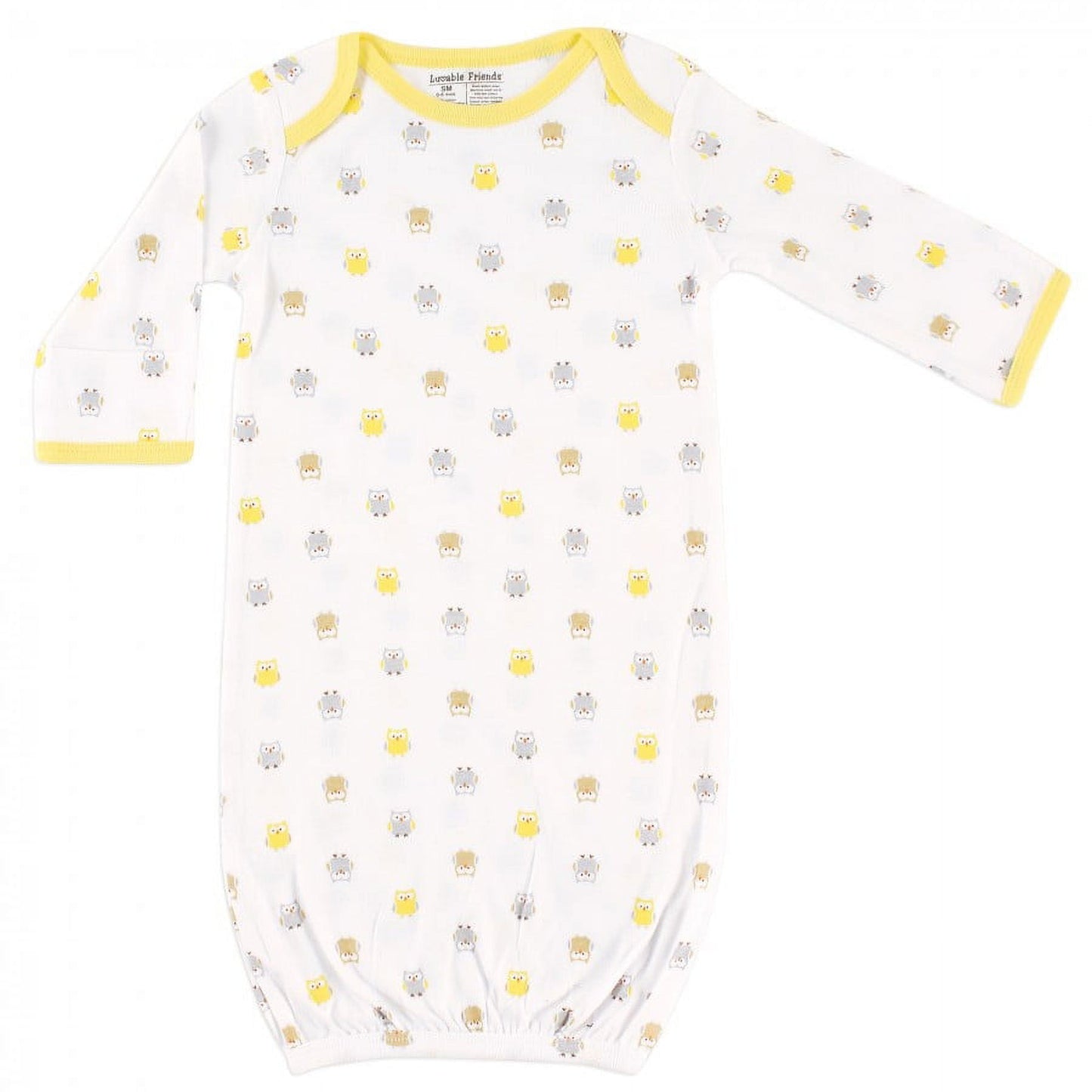Luvable Friends Cotton Gowns, Owl, Preemie/Newborn