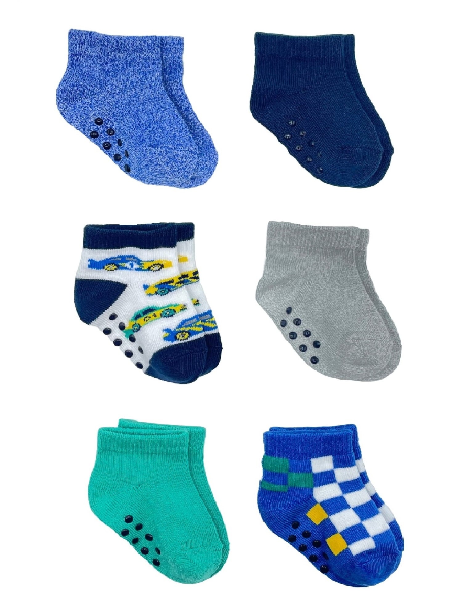 Wonder Nation Baby and Toddler Boy Ankle Socks, 6-Pack, Sizes 0M-18M