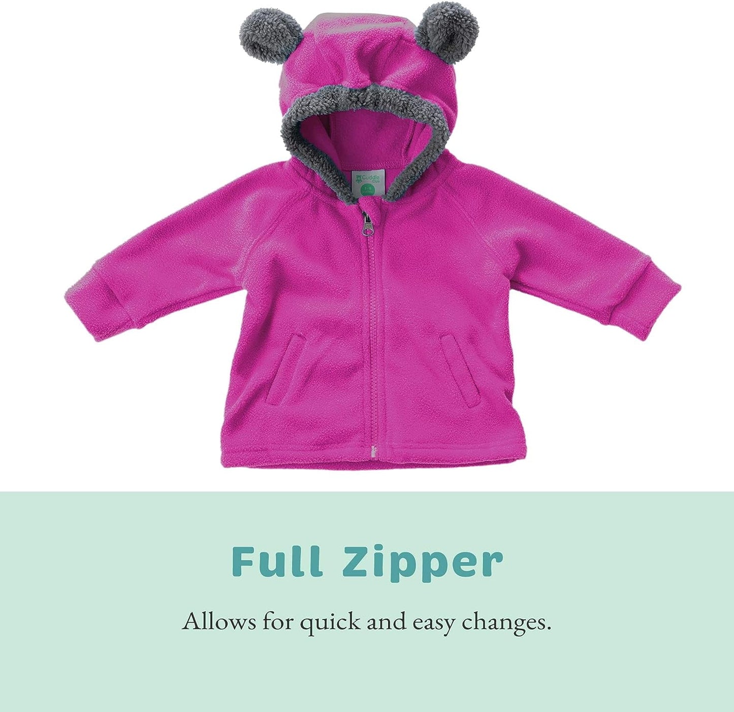 Cuddle Club Fleece Hoodie Jacket Winter Baby Clothes, Bear Purple 3-6 Mos