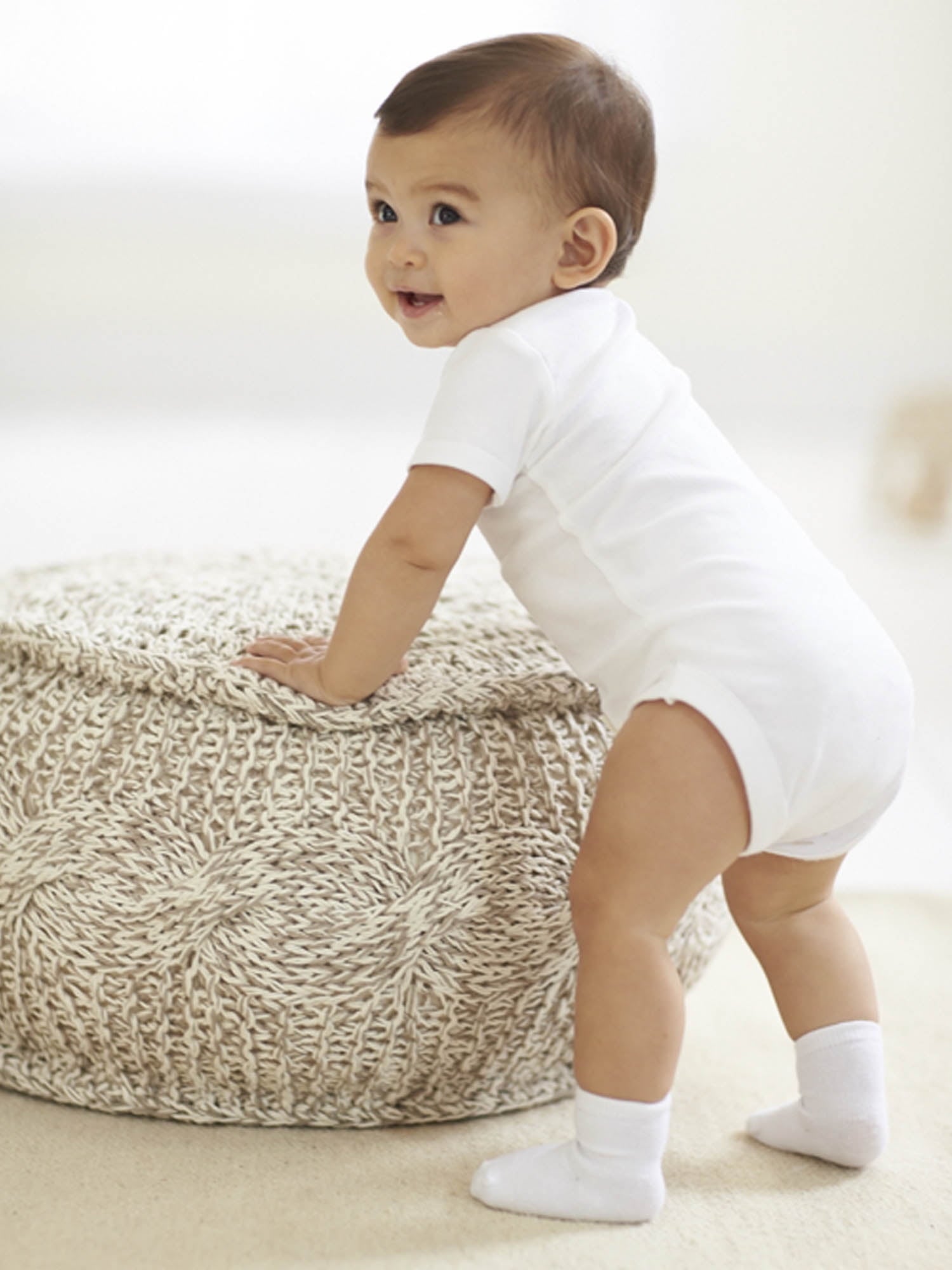 Wonder Nation Baby Boy or Girl Unisex White Short Sleeve Bodysuits, 6-Pack (Newborn-24M)