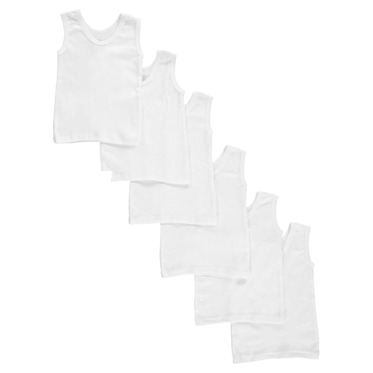 Bambini Unisex Baby 6-Pack Tank Tops - white, 6 - 12 months/14-18 lbs (Newborn)