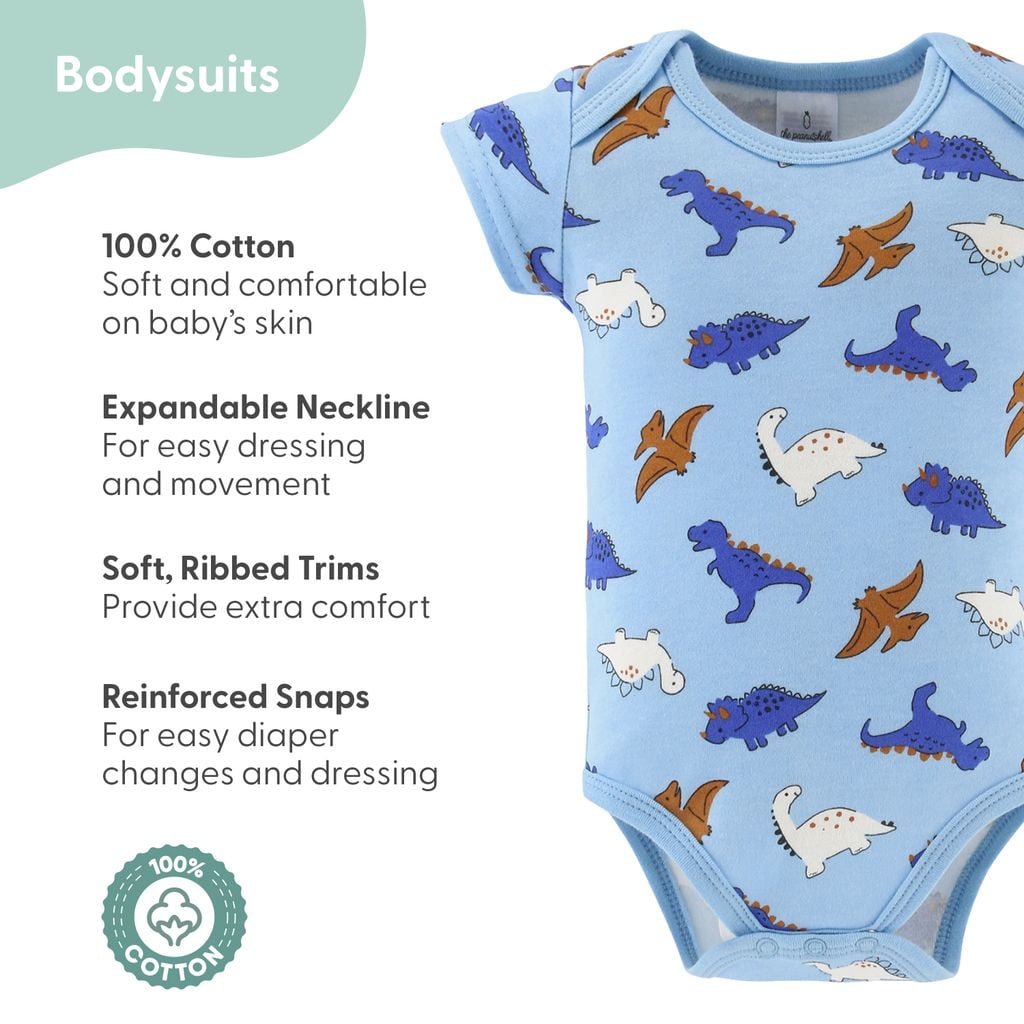The Peanutshell Blue Dino Newborn Baby Clothes and Essentials, Layette Set for 0-3 Months, 16-Piece