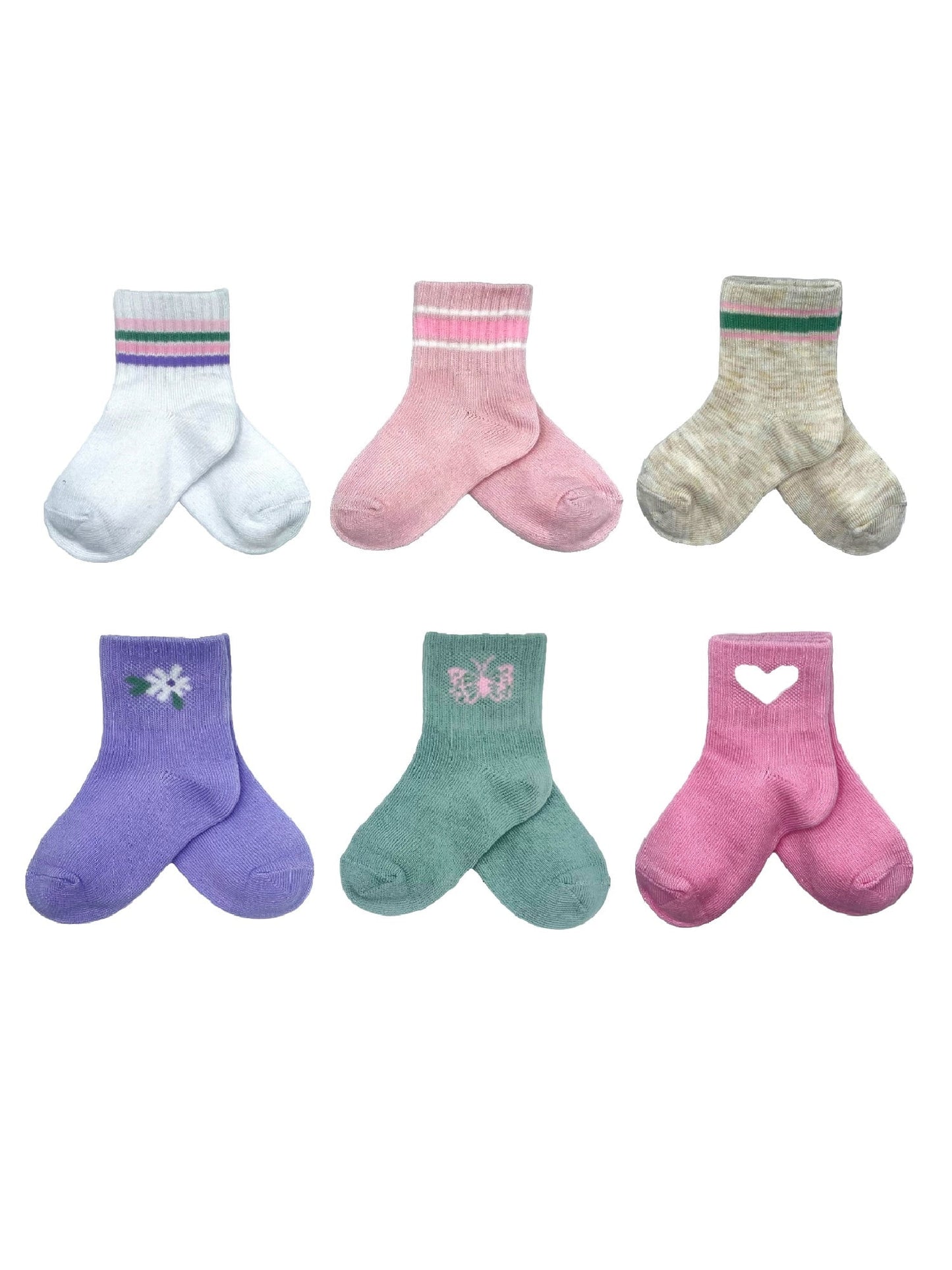 Wonder Nation Baby and Toddler Girls Mid-Crew Socks, 6-Pack, Sizes 0M-5T