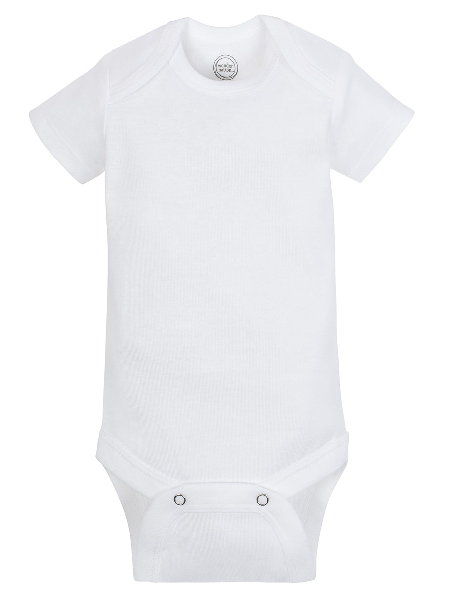 Wonder Nation Baby Boy or Girl Unisex White Short Sleeve Bodysuits, 6-Pack (Newborn-24M)