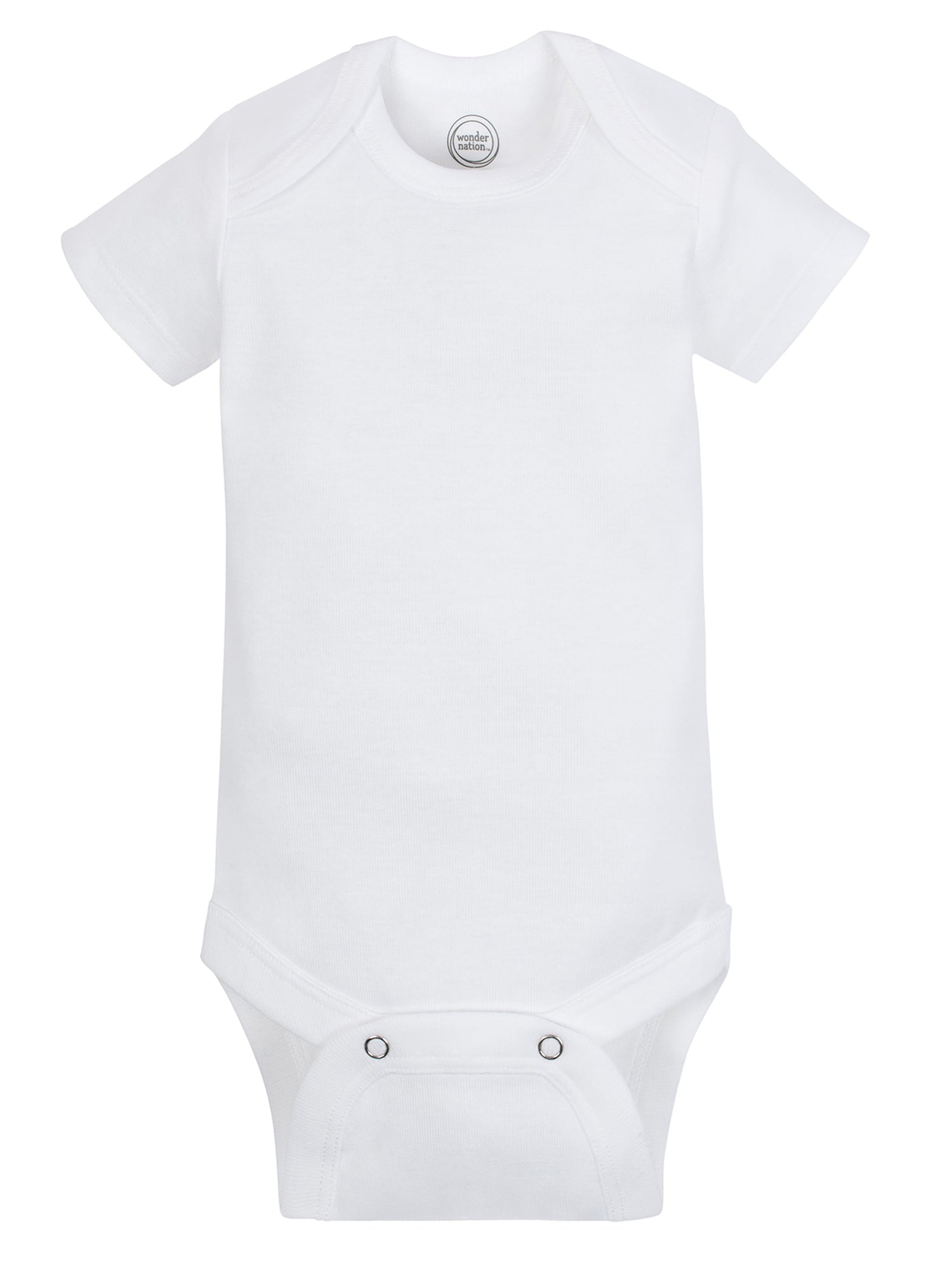 Wonder Nation Baby Boy or Girl Unisex White Short Sleeve Bodysuits, 6-Pack (Newborn-24M)