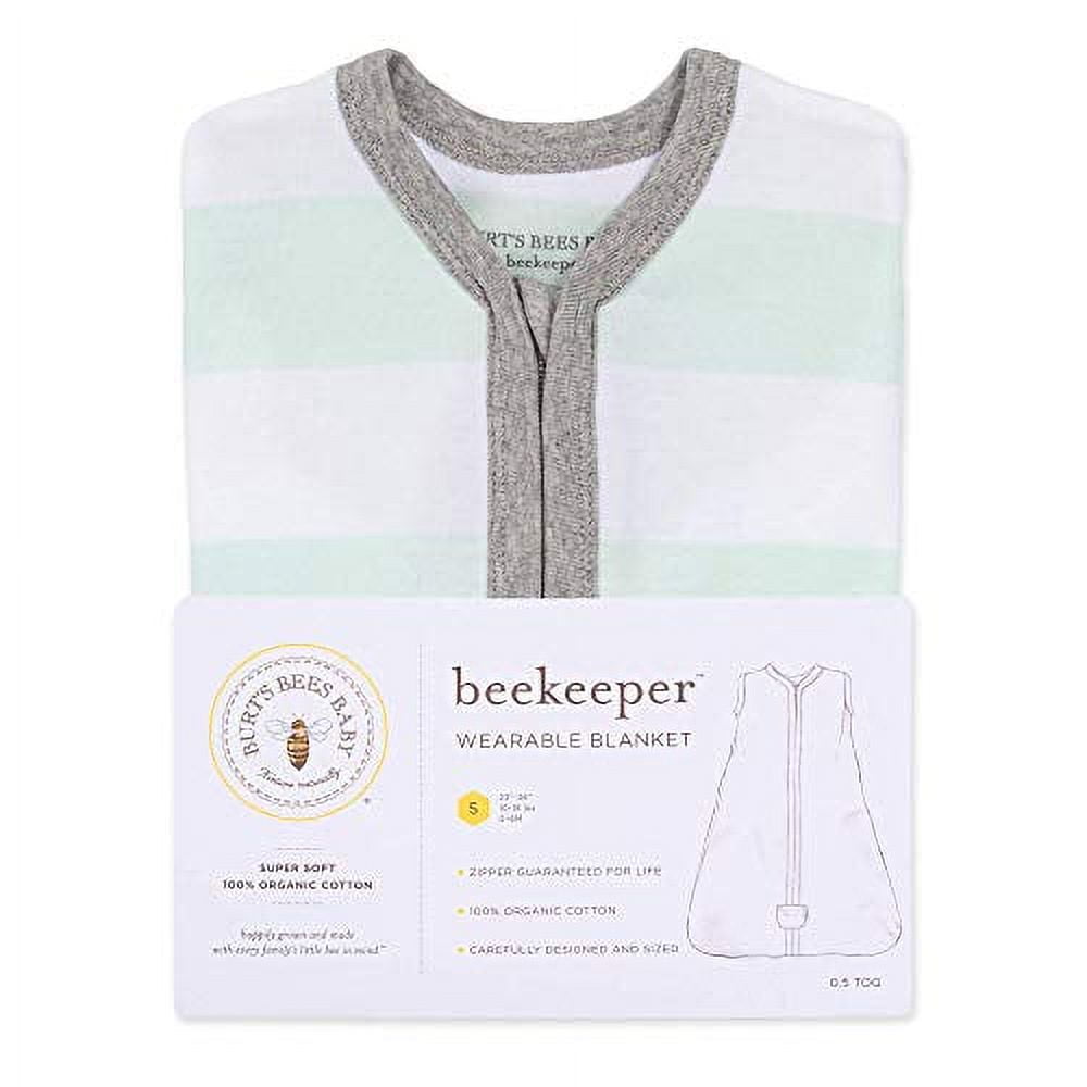 Burt's Bees Baby Infant 100% Organic Cotton Swaddle Transition Sleeping Bag, Seaglass Rugby Stripe, 1-Piece