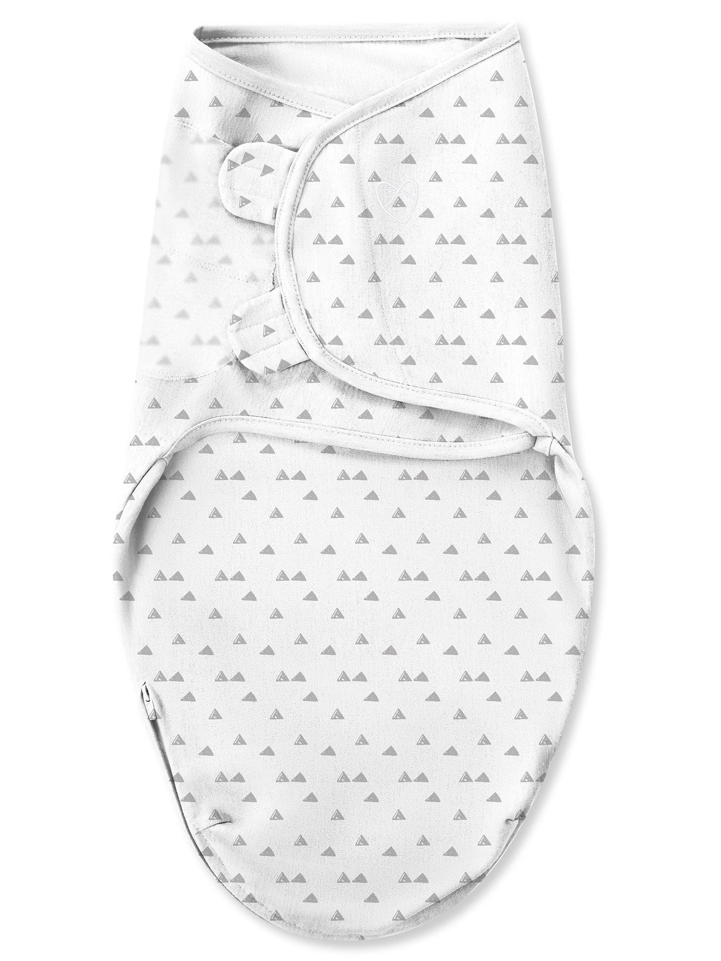 SwaddleMe Original Swaddle Blanket - Newborn Soft Luxe Edition Fabric with Easy Change Zipper - Ellie 2 Pack Grey Elephant and Triangle Prints Size Small (0-3 Months)