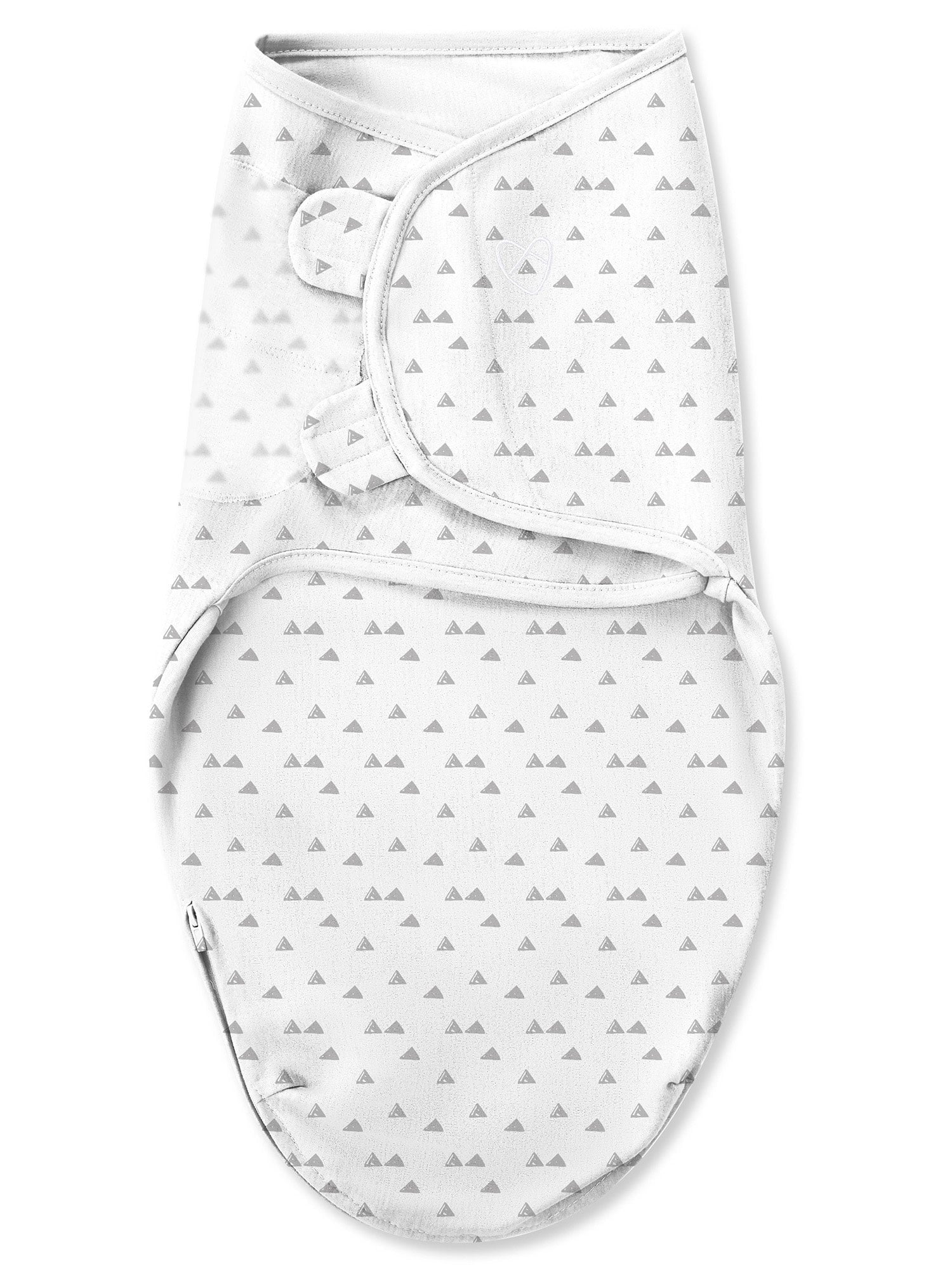 SwaddleMe Original Swaddle Blanket - Newborn Soft Luxe Edition Fabric with Easy Change Zipper - Ellie 2 Pack Grey Elephant and Triangle Prints Size Small (0-3 Months)