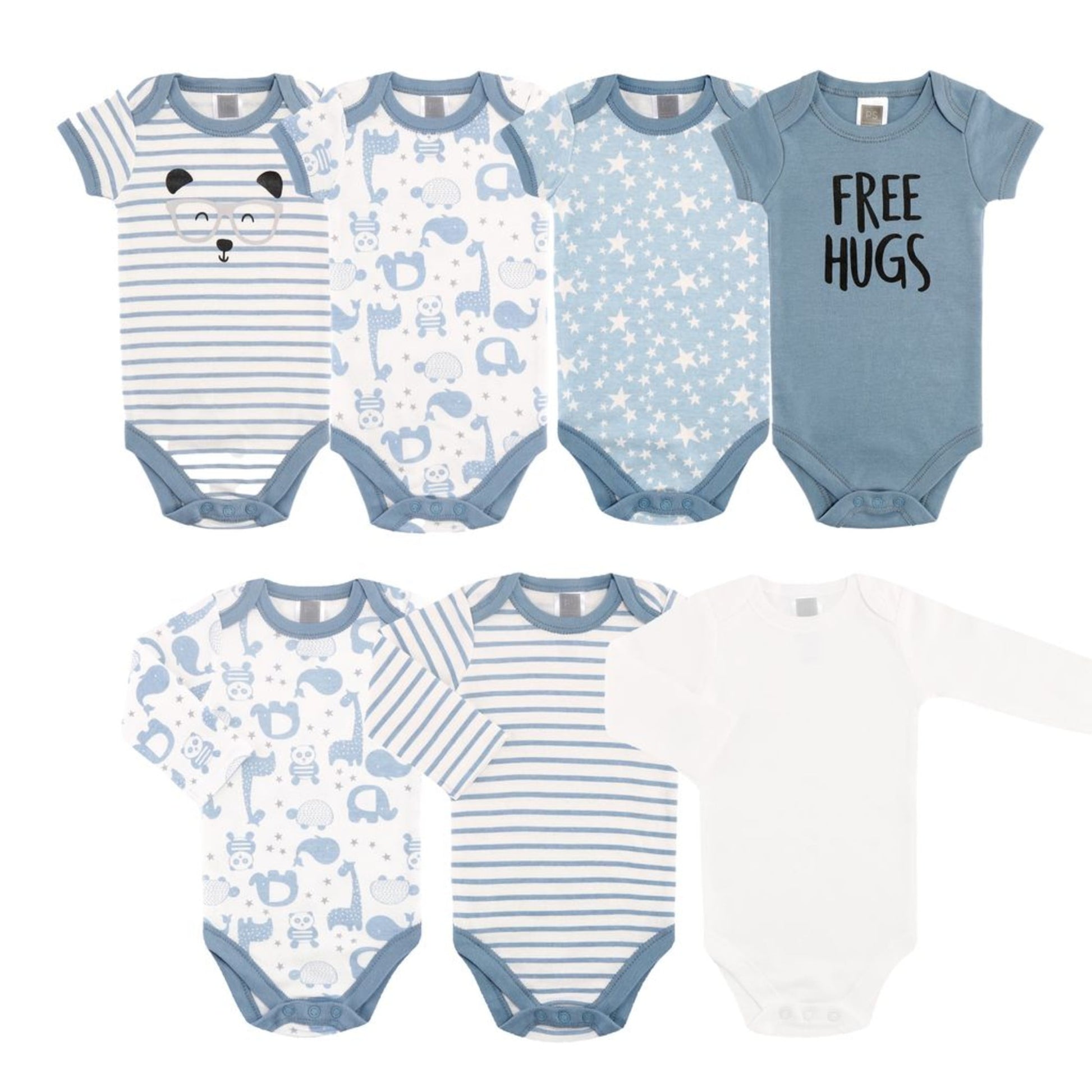 The Peanutshell Newborn Layette Gift Set for Baby Boys or Girls, 23 Piece Essentials, Blue Stars, Stripes, and Animals, 0-3 Months