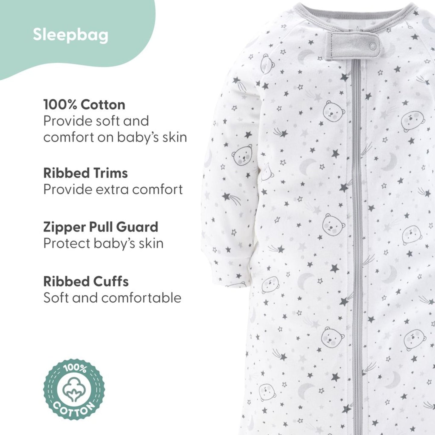 The Peanutshell Newborn Baby Layette Gift Set for Baby Boys and Girls, Shower Gift Essentials, Grey and White Celestial Bears