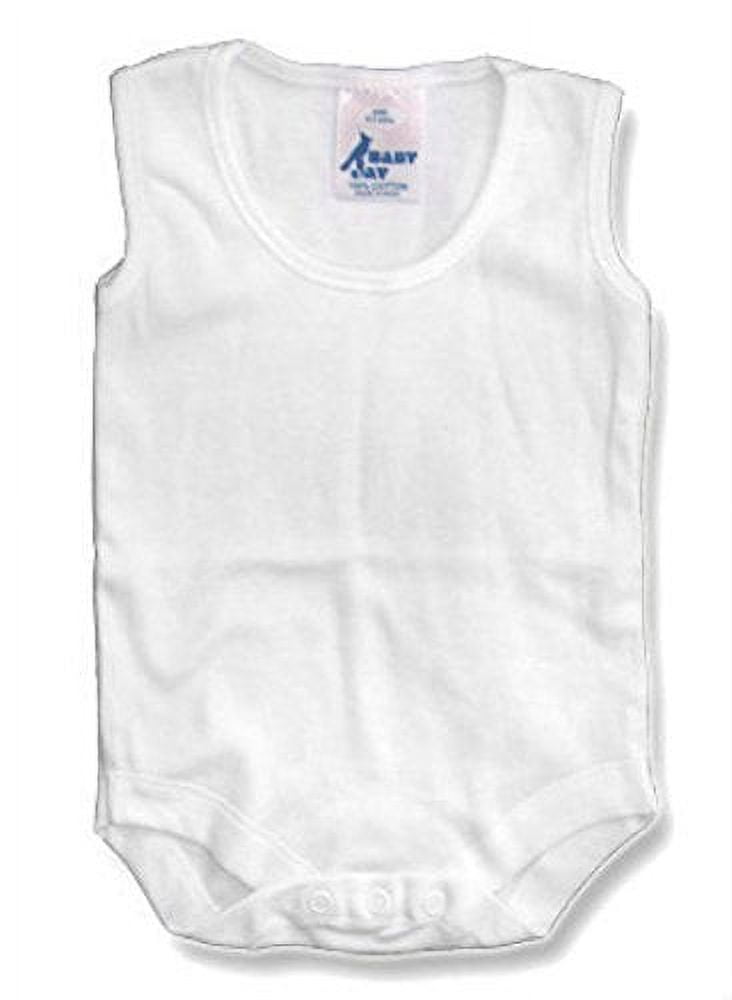 Baby Jay 100% Cotton Sleeveless Snap Crotch One-Piece Onesie Bodysuit (3-6 Months, White)