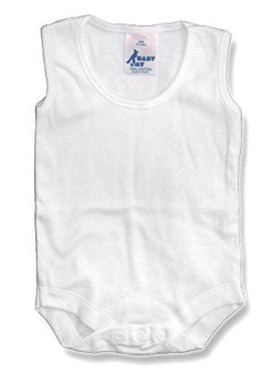 Baby Jay 100% Cotton Sleeveless Snap Crotch One-Piece Onesie Bodysuit (3-6 Months, White)