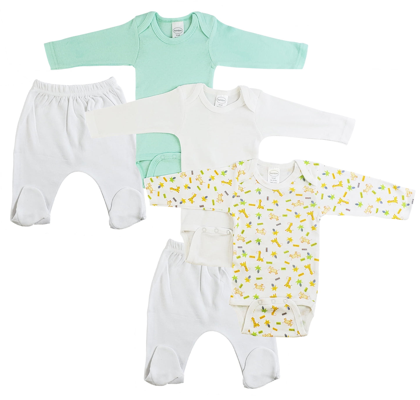 Bambini Infant Boys Long Sleeve Bodysuits and Closed Toe Pants