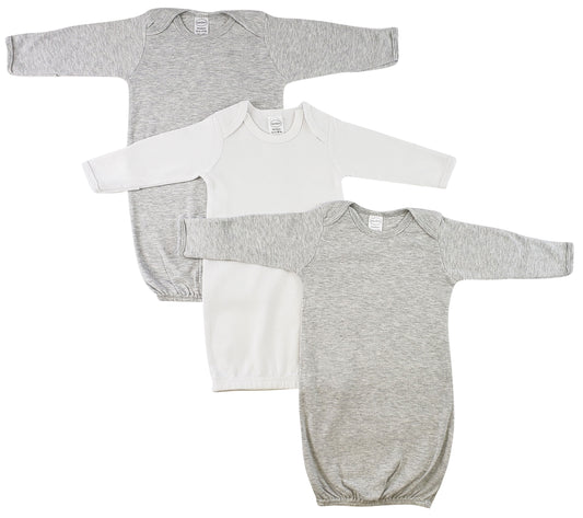 Bambini Newborn Baby Cotton Lap Shoulder Gowns Set, 3-Piece
