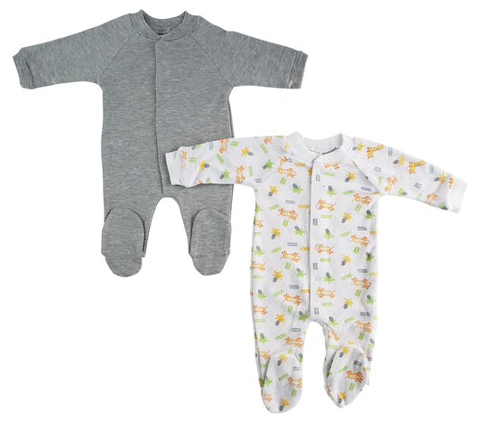 Bambini Sleep N Play One Piece Unisex Baby Romper Coverall (Pack of 2)