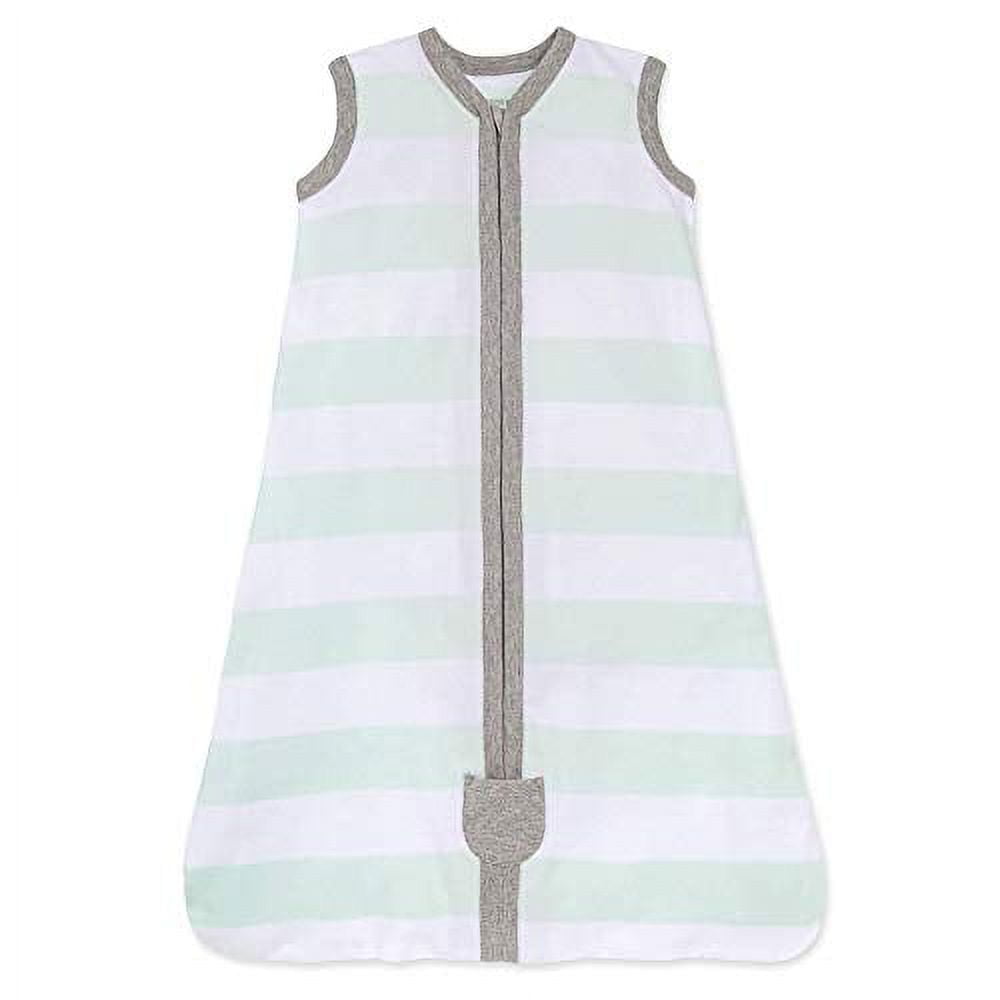 Burt's Bees Baby Infant 100% Organic Cotton Swaddle Transition Sleeping Bag, Seaglass Rugby Stripe, 1-Piece