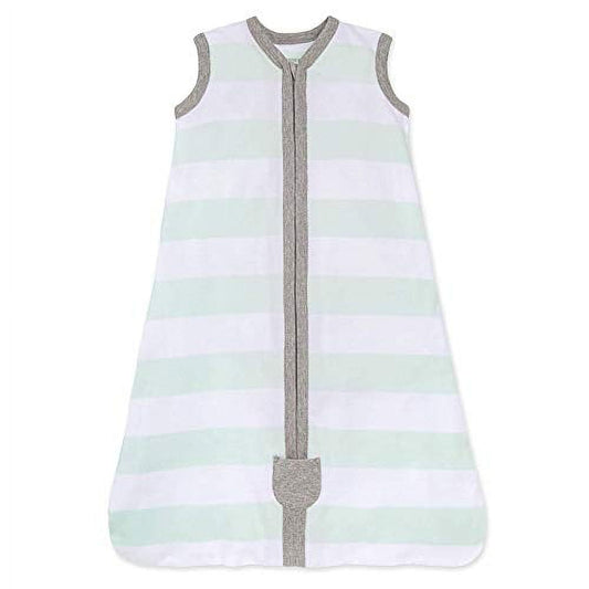 Burt's Bees Baby Infant 100% Organic Cotton Swaddle Transition Sleeping Bag, Seaglass Rugby Stripe, 1-Piece