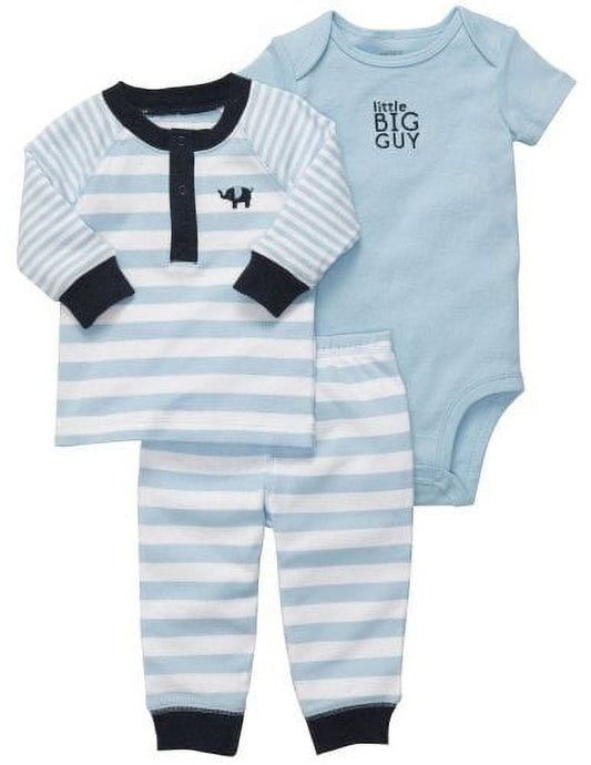 Carter's Baby Boys' 3 Piece Set - Blue Stripe Elephant - 6 Months