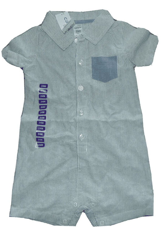 Carter's Boy's Blue Stripe Romper 18M