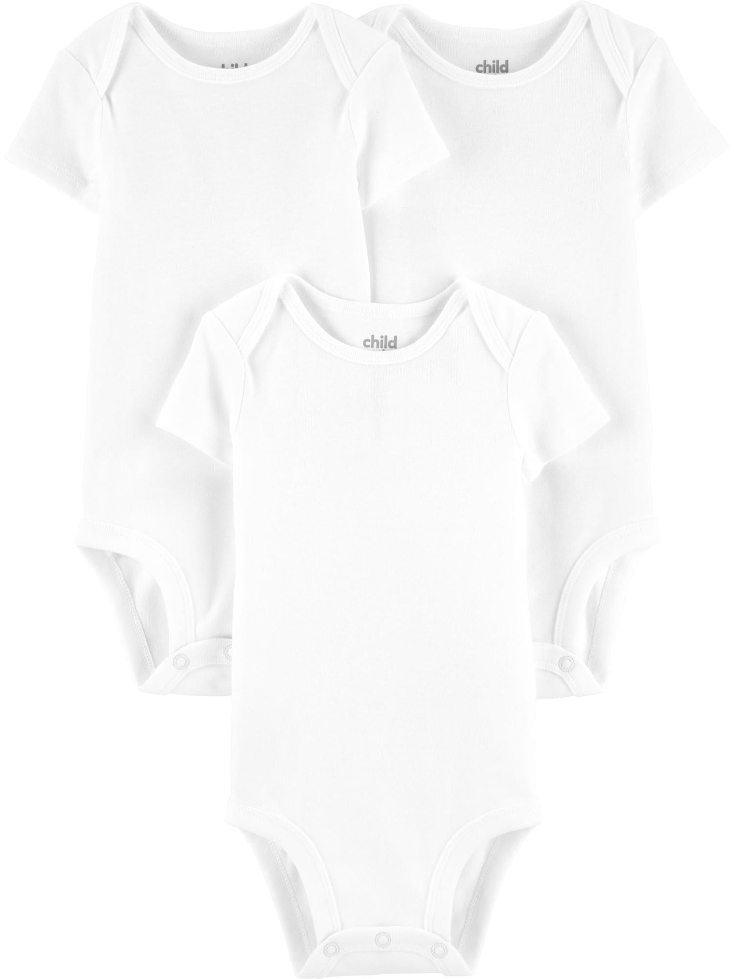 Carter's Child of Mine Baby Unisex Short Sleeve Bodysuits, 3-Pack Sizes Preemie-18 Months