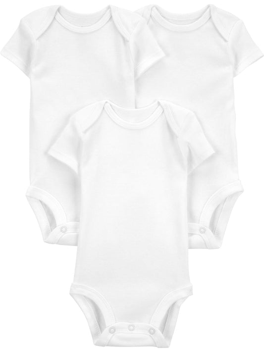 Carter's Child of Mine Baby Unisex Short Sleeve Bodysuits, 3-Pack Sizes Preemie-18 Months