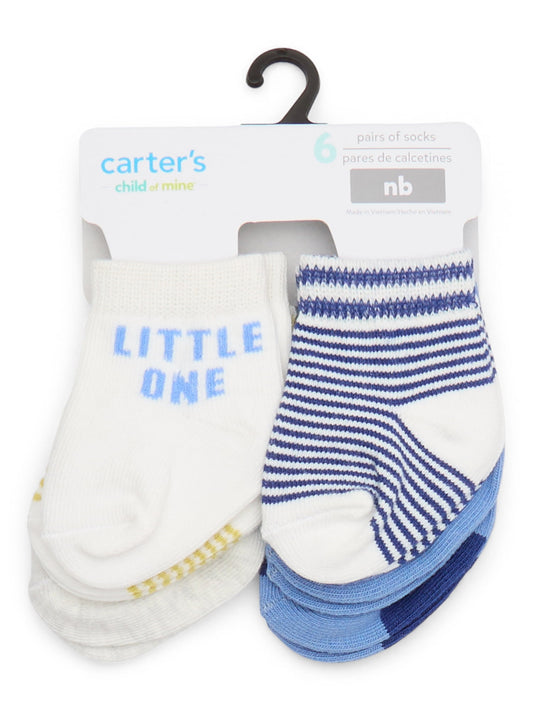 Carter's Child of Mine Newborn Boys Shark Socks, 6-Pack, Sizes 0-6M