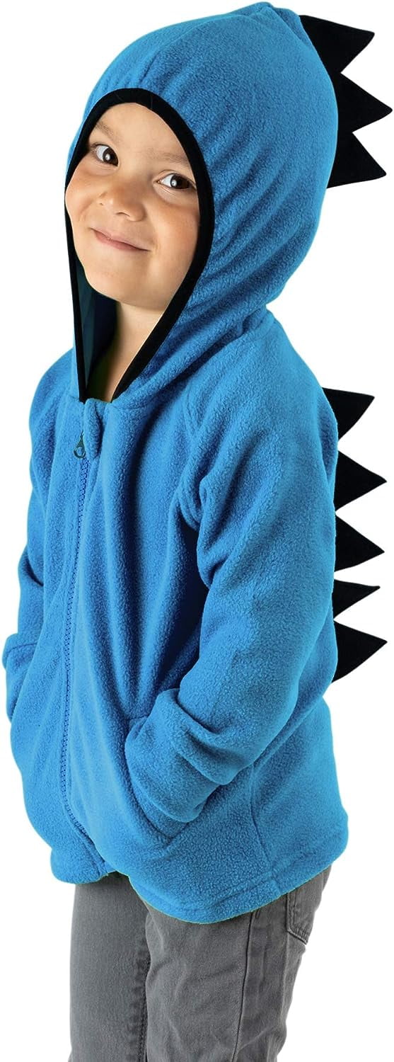 Cuddle Club Fleece Hoodie Jacket Winter Baby Clothes, Dino Blue Black 3-6 Mos