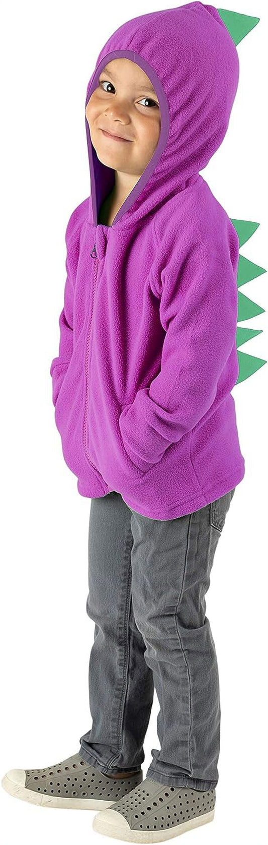Cuddle Club Fleece Hoodie Jacket Winter Baby Clothes, Dino Purple Green 3-6 Mos