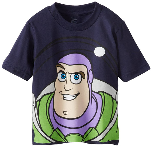 Disney baby boys Buzz Lightyear Woody Big Face Toy Story Tee movie and tv fan t shirts, Navy, 5T US